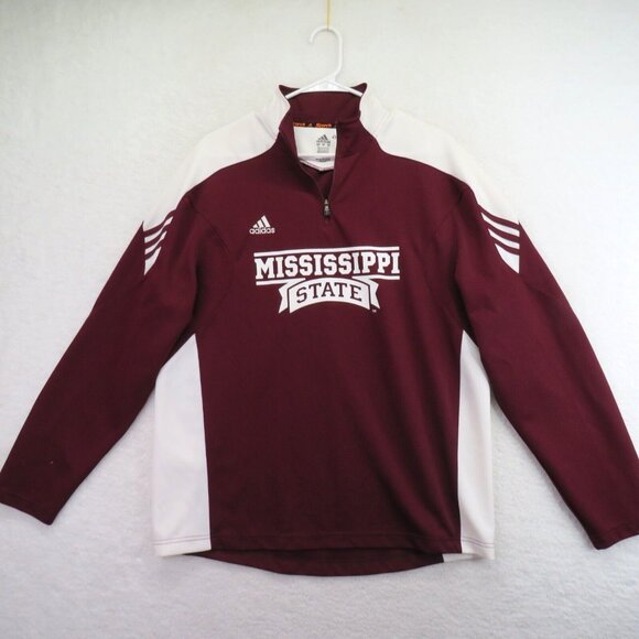 Adidas Jacket Size Medium Mississippi State 1/4 Zip Windbreaker Red Clima Lite - Picture 1 of 12